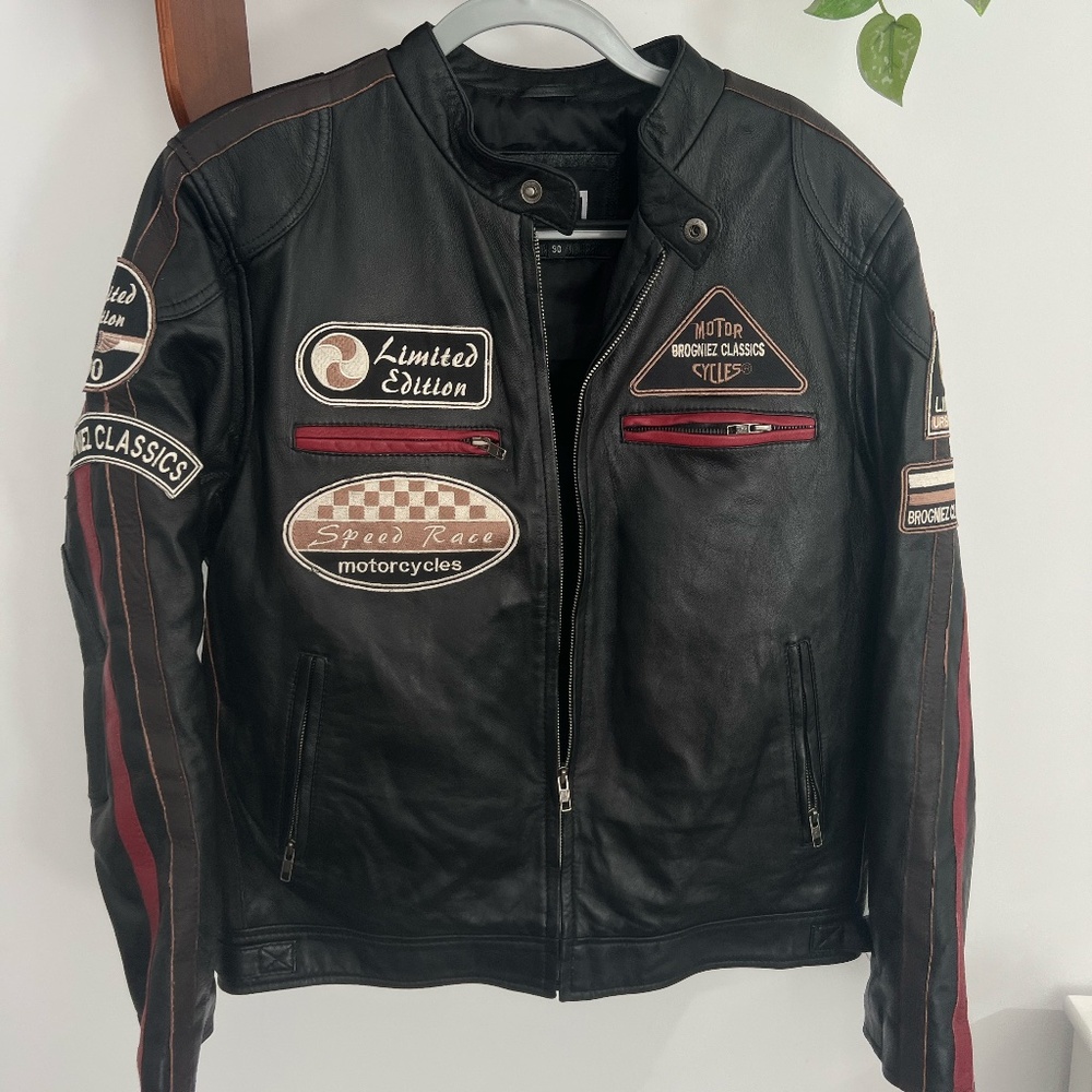 Vintage Patchwork Motorcycle Jacket - image 1
